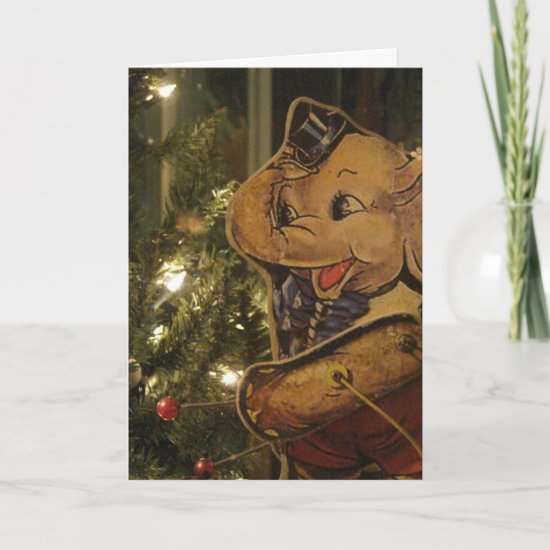 Antique Elephant Toy Christmas Holiday Card