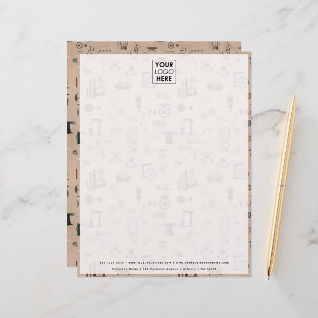 Antique Engineering Mechanical Scientific Kraft Letterhead (Front/Back In Situ)