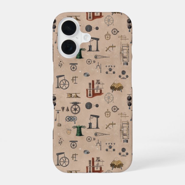 Antique Engineering Mechanical Scientific Pattern Iphone Case (Back)
