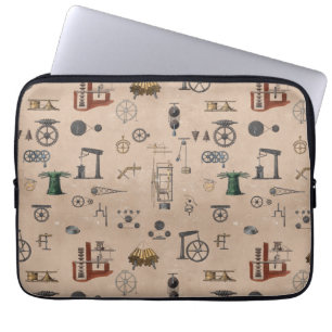 Antique Engineering Mechanical Scientific Pattern Laptop Sleeve
