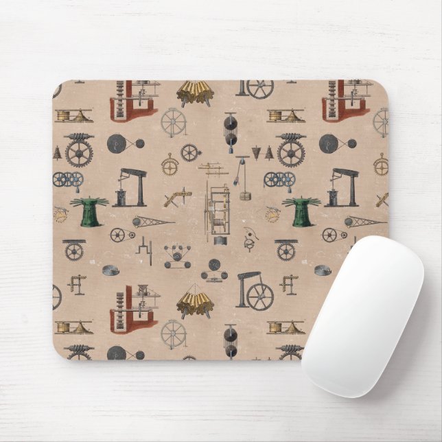 Antique Engineering Mechanical Scientific Pattern Mouse Pad (With Mouse)
