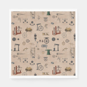 Antique Engineering Mechanical Scientific Pattern Napkins