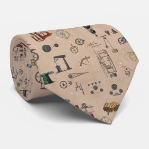 Antique Engineering Mechanical Scientific Pattern Neck Tie