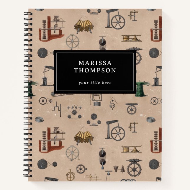 Antique Engineering Mechanical Scientific Pattern Notebook (Front)