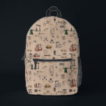 Antique Engineering Mechanical Scientific Pattern Printed Backpack<br><div class="desc">A unique antique engineering theme design featuring engineering mechanical drawings and scientific mechanical sketches. A math and engineer art featuring antique blueprints. A great design for engineers, engineering students, anyone who loves mechanical sketches, physics, math and technical drawings.</div>