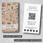 Antique Engineering Mechanical Scientific QR Code Business Card<br><div class="desc">A unique antique engineering theme design featuring engineering mechanical drawings and scientific mechanical sketches. A math and engineer art featuring antique blueprints. A great design for engineers,  engineering students,  anyone who loves mechanical sketches,  physics,  math and technical drawings.</div>