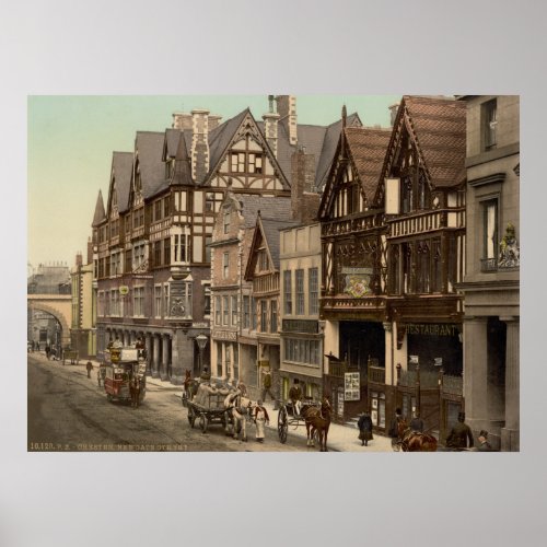Antique England Newgate Street Chester UK Poster