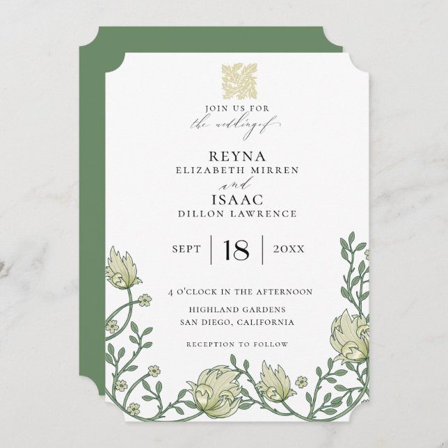 Antique English Ivy Wedding Invitation (Front/Back)