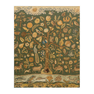 Antique English Needlepoint Tree of Life & Unicorn Acrylic Print