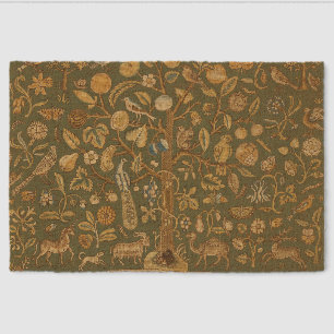 Antique English Needlepoint Tree of Life & Unicorn Fiber Doormat