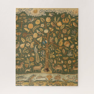 Antique English Needlepoint Tree of Life & Unicorn Jigsaw Puzzle