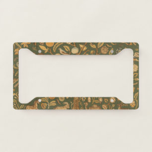 Antique English Needlepoint Tree of Life & Unicorn License Plate Frame