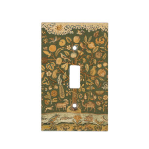 Antique English Needlepoint Tree of Life & Unicorn Light Switch Cover