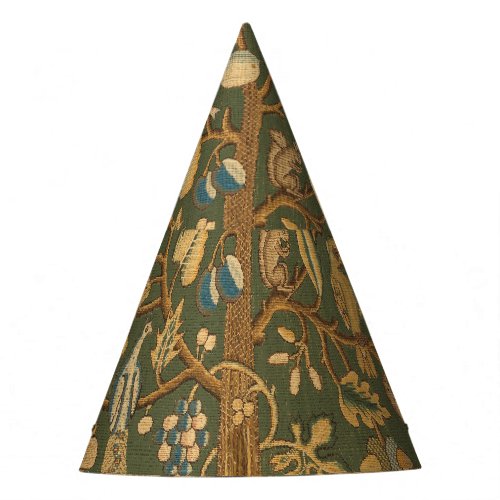 Antique English Needlepoint Tree of Life &amp; Unicorn Party Hat