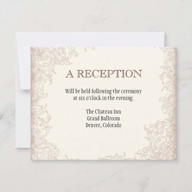 Antique English Rose Floral Swirl Wedding Invitation (Front)