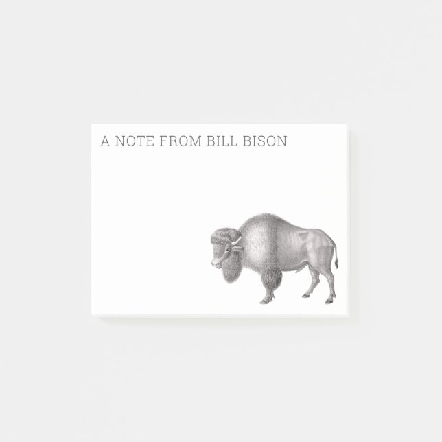 Antique Engraving of a Bison or Buffalo Post-it No Notes (Front)