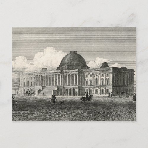 Antique Engraving of Old Capitol Building Postcard