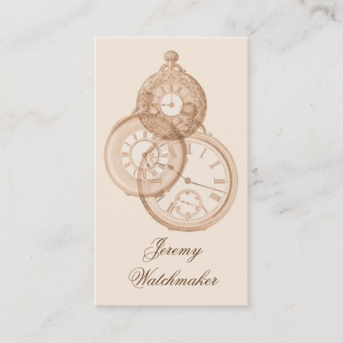 Antique engraving of pocket watches business card