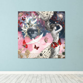 Antique Engraving Surreal Dadaism Collage Art Canvas Print