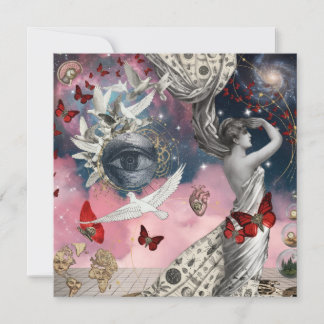 Antique Engraving Surreal Dadaism Collage Art Invitation