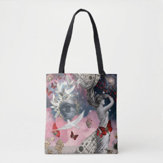 Antique Engraving Surreal Dadaism Collage Art Tote Bag