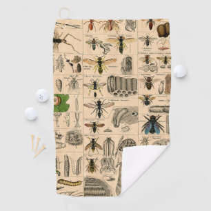 Antique Entomology Bees Wasps Natural History Golf Towel