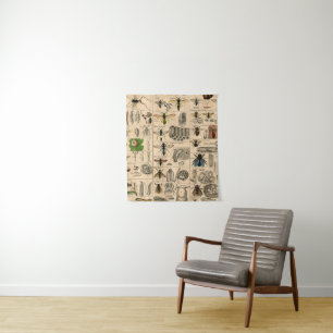 Antique Entomology Bees Wasps Natural History Tapestry
