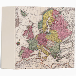 Antique Europe Map with Pastel Historical Kingdoms 3 Ring Binder