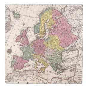 Antique Europe Map with Pastel Historical Kingdoms Duvet Cover