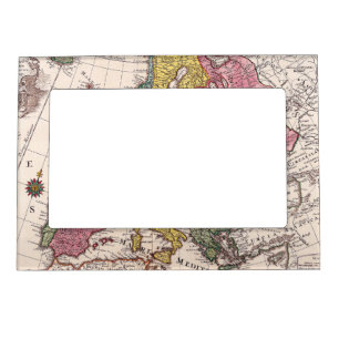 Antique Europe Map with Pastel Historical Kingdoms Magnetic Frame