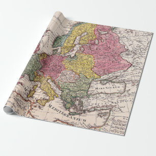 Antique Europe Map with Pastel Historical Kingdoms Wrapping Paper