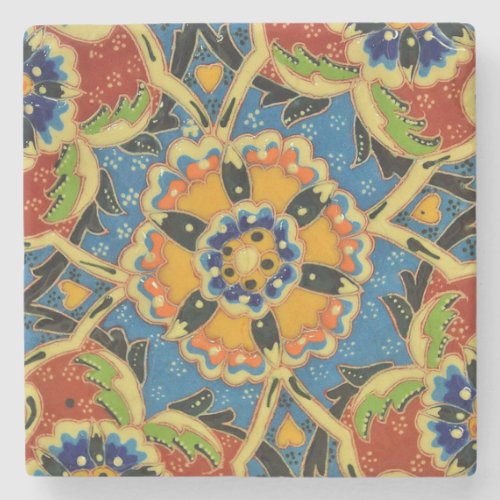 Antique European ceramic mosaic tile printed Stone Coaster