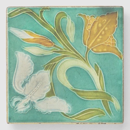 Antique European ceramic tile printed Stone Coaster