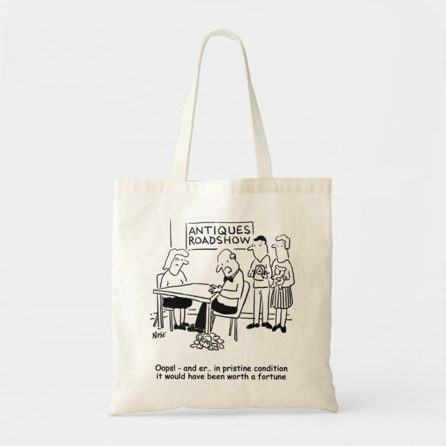 Antique expert drops a valuable item tote bag (Front)