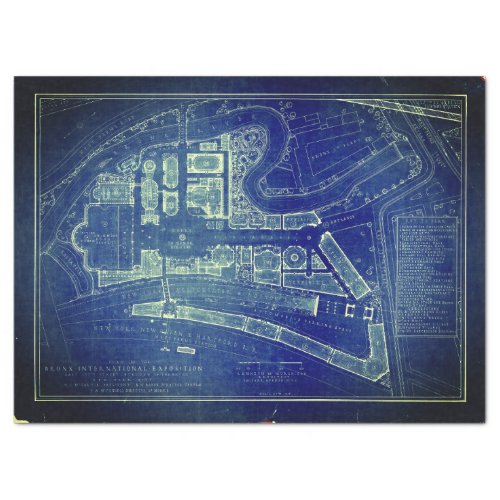 ANTIQUE EXPOSITION BLUE PRINT MAP TISSUE PAPER