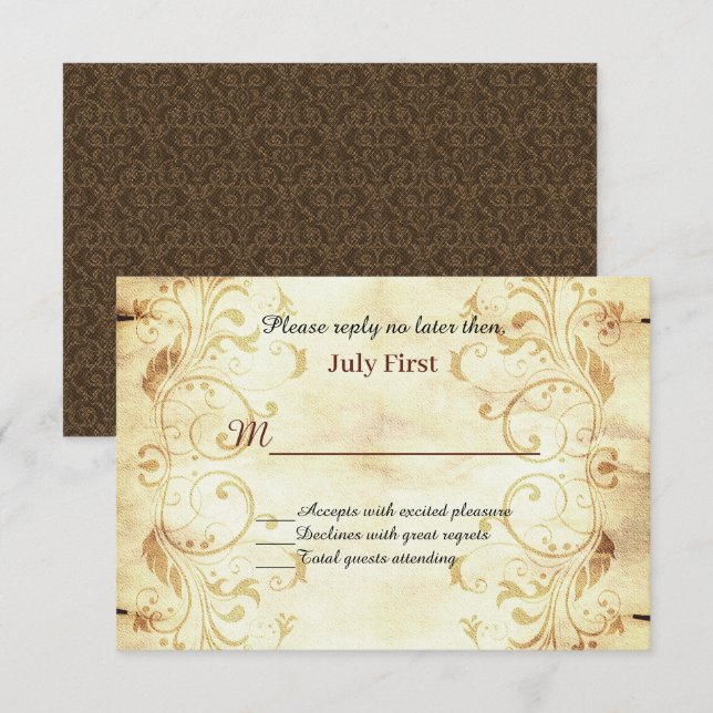 Antique Fairy tale Wedding Response Card (Front/Back)