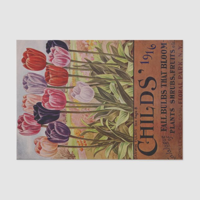 Antique Fall Tulips of 1916 Catalog Tissue Paper (Front)