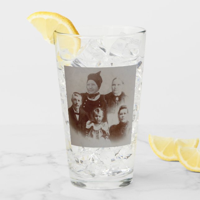 Antique Family Collage Photo B&W Image Glass (Front Ice)