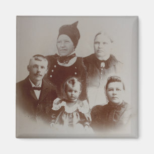 Antique Family Collage Photo B&W Image Magnet