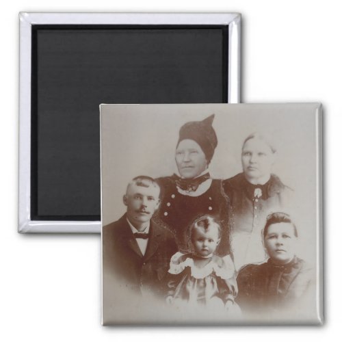 Antique Family Collage Photo BW Image Magnet