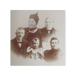 Antique Family Collage Photo B&W Image Metal Print