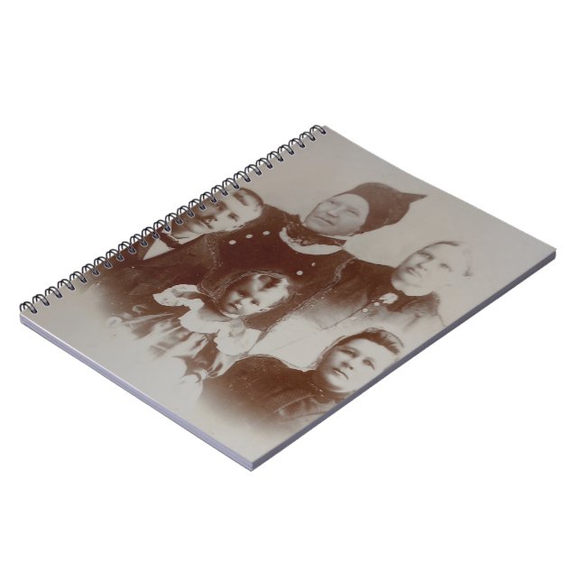 Antique Family Collage Photo B&W Image Notebook (Left Side)