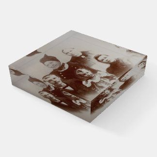 Antique Family Collage Photo B&W Image Paperweight
