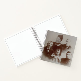 Antique Family Collage Photo B&W Image Sketchbook Notebook