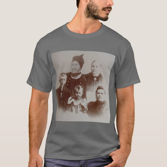 Antique Family Collage Photo B&W Image T-Shirt (Front)