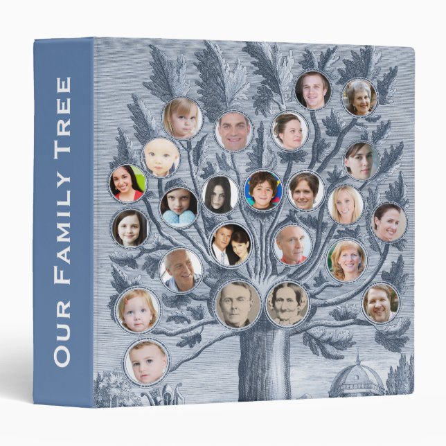 Antique Family Tree - Add up to 48 Photos 1.5 inch Binder (Front/Spine)