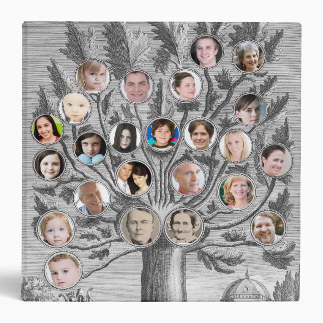 Antique Family Tree - Add up to 48 Pics: 2" Binder (Front)