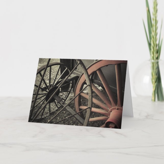 Antique Farm Cart Wheels Card (Front)