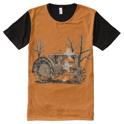ANTIQUE FARM TRACTOR HALLOWEEN GHOST PUMPKIN FARM All-Over-Print SHIRT