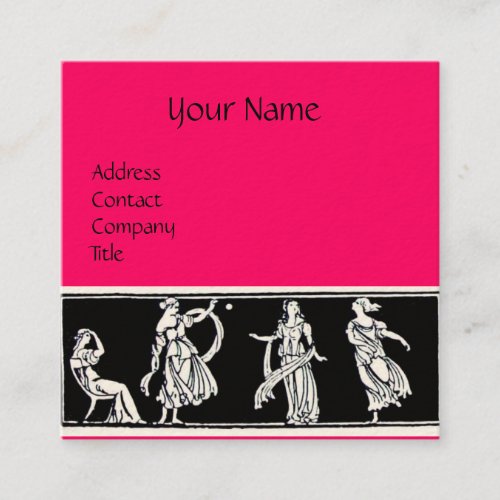 ANTIQUE FASHION BOUTIQUE Black Hot Pink Monogram Square Business Card